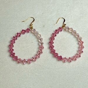 Pink Ombré Swarovski Hoop Earrings NWT Handmade